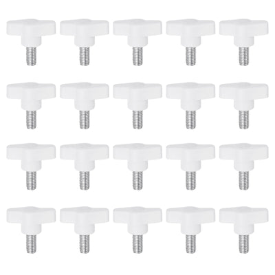 Harfington 20pcs Wing Knobs M8 x 16mm Tee Stud Knob Thumb Screw Hand Clamping Handle White