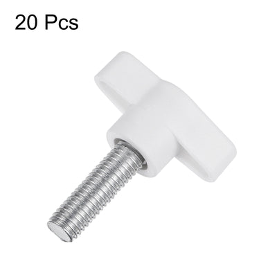 Harfington 20pcs Wing Knobs M8 x 25mm Tee Stud Knob Thumb Screw Hand Clamping Handle White