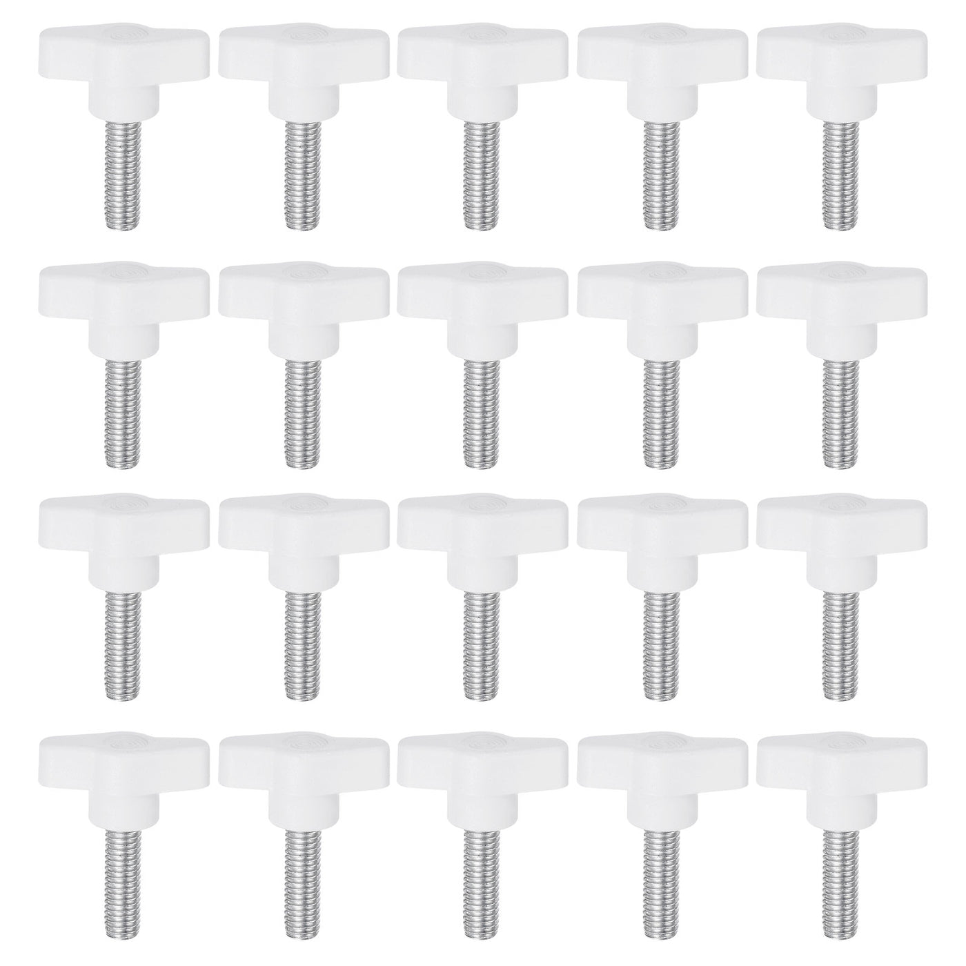 Harfington 20pcs Wing Knobs M8 x 25mm Tee Stud Knob Thumb Screw Hand Clamping Handle White