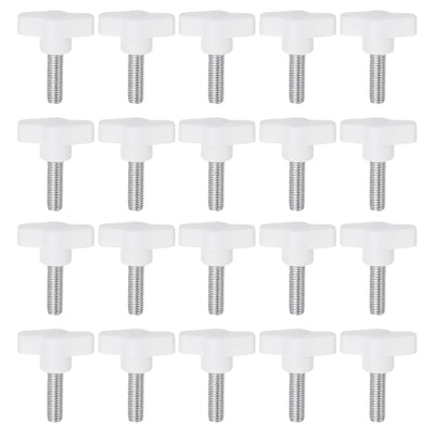 Harfington 20pcs Wing Knobs M8 x 25mm Tee Stud Knob Thumb Screw Hand Clamping Handle White