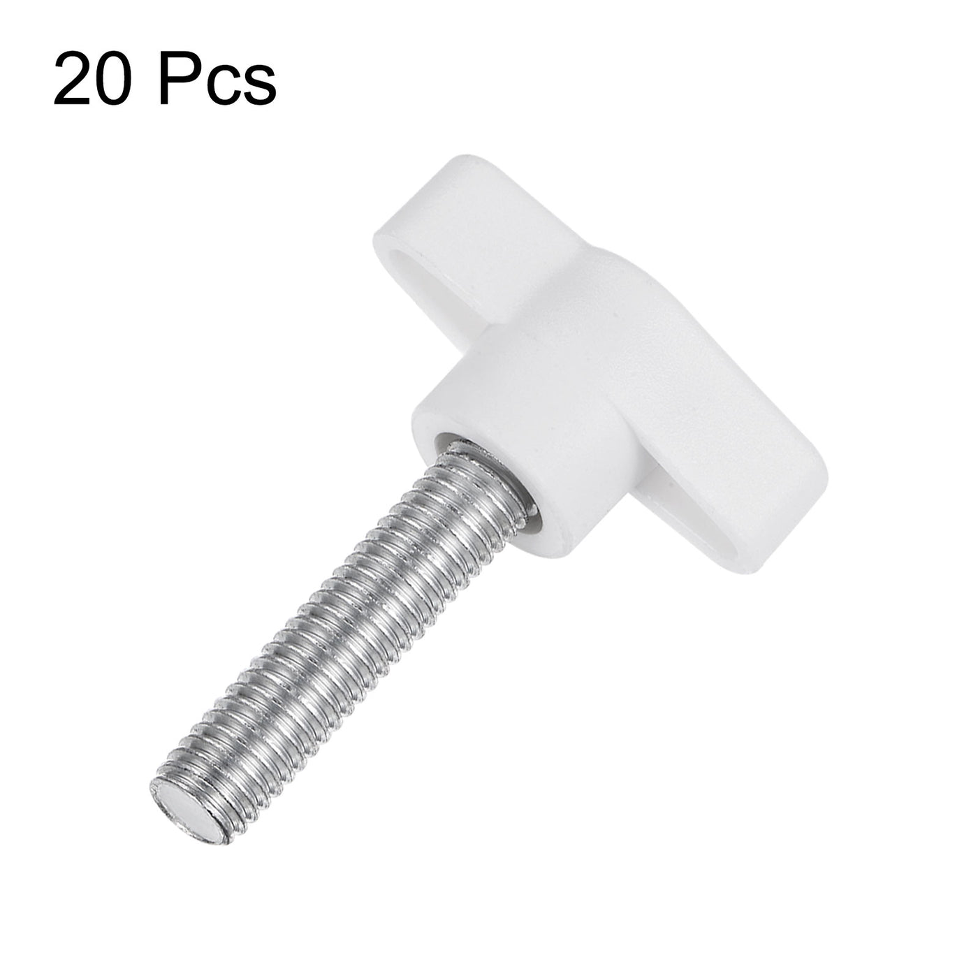 Harfington 20pcs Wing Knobs M8 x 35mm Tee Stud Knob Thumb Screw Hand Clamping Handle White