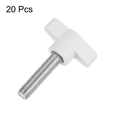 Harfington 20pcs Wing Knobs M8 x 35mm Tee Stud Knob Thumb Screw Hand Clamping Handle White