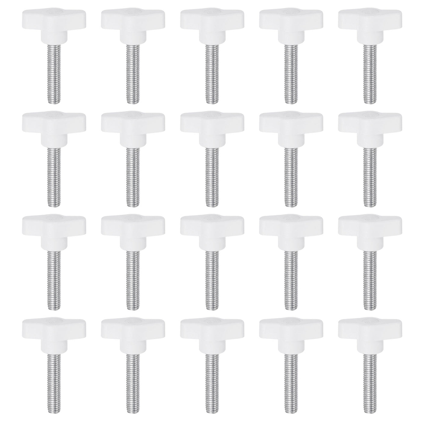 Harfington 20pcs Wing Knobs M8 x 35mm Tee Stud Knob Thumb Screw Hand Clamping Handle White