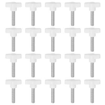 Harfington 20pcs Wing Knobs M8 x 35mm Tee Stud Knob Thumb Screw Hand Clamping Handle White