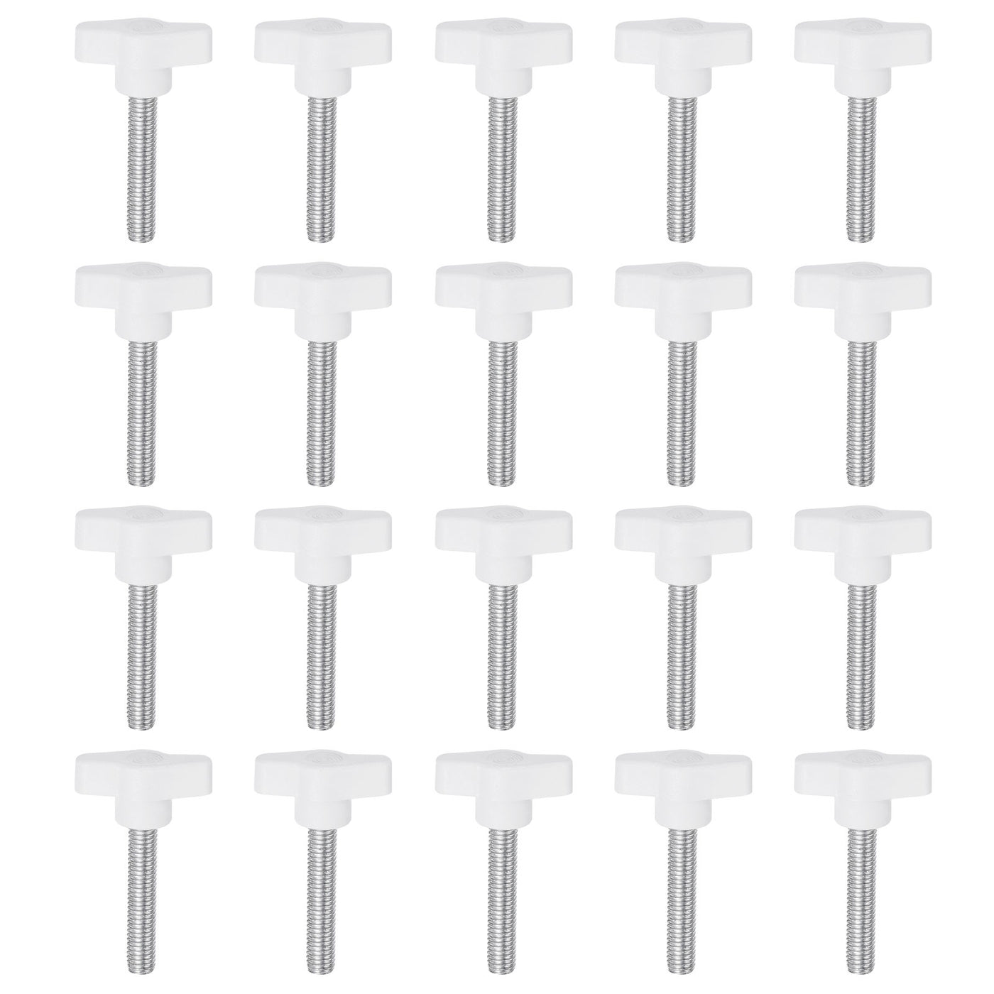 Harfington 20pcs Wing Knobs M8 x 40mm Tee Stud Knob Thumb Screw Hand Clamping Handle White