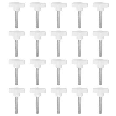 Harfington 20pcs Wing Knobs M8 x 40mm Tee Stud Knob Thumb Screw Hand Clamping Handle White