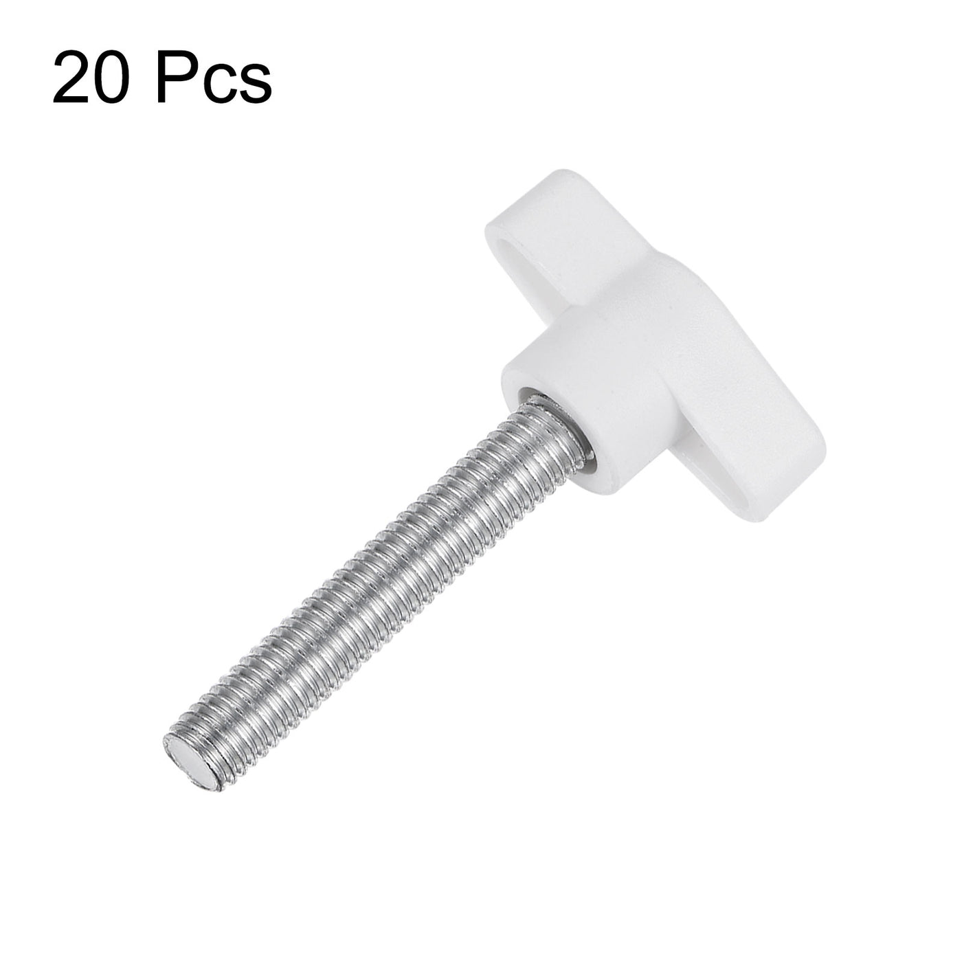 Harfington 20pcs Wing Knobs M8 x 50mm Tee Stud Knob Thumb Screw Hand Clamping Handle White