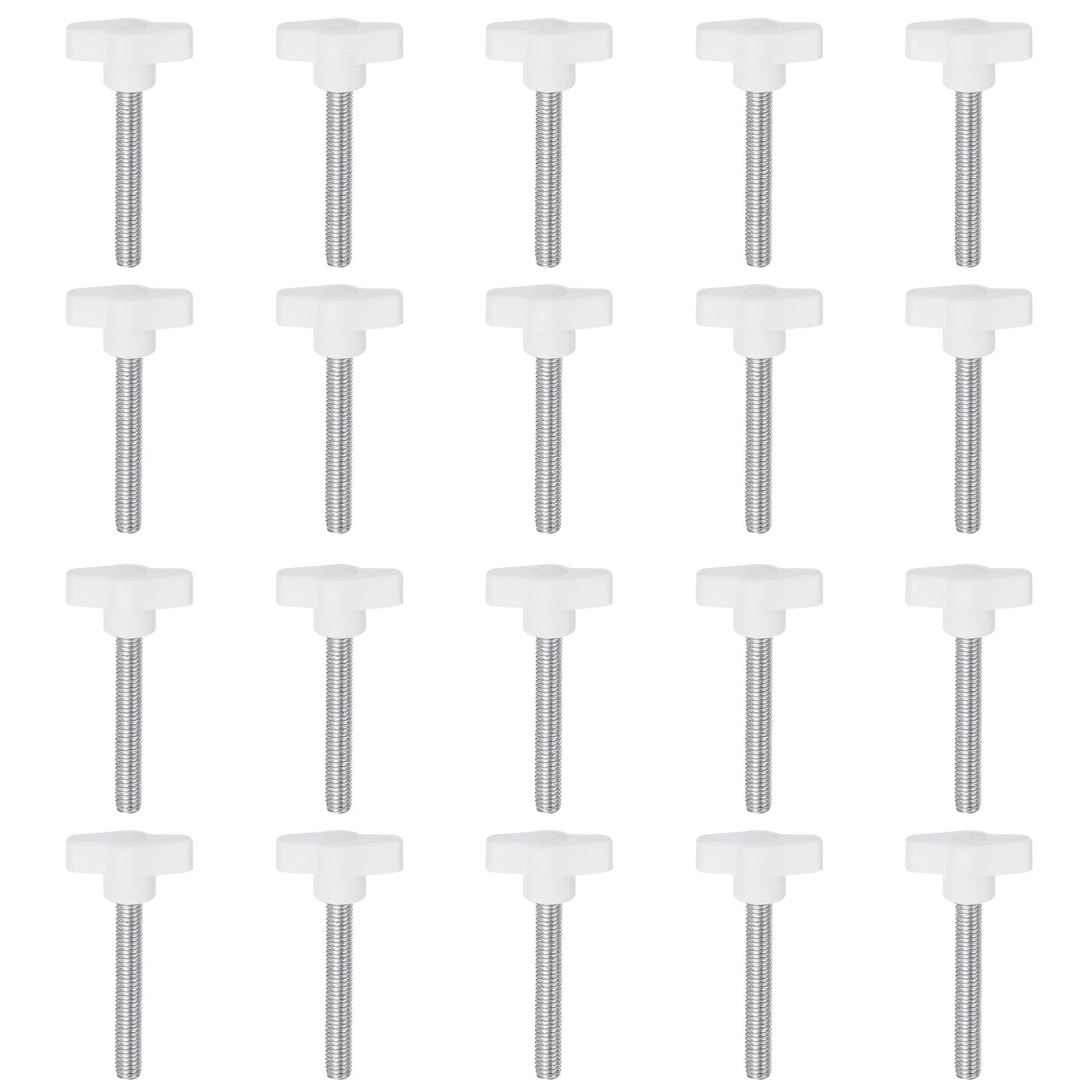 Harfington 20pcs Wing Knobs M8 x 50mm Tee Stud Knob Thumb Screw Hand Clamping Handle White