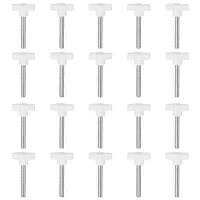 Harfington 20pcs Wing Knobs M8 x 50mm Tee Stud Knob Thumb Screw Hand Clamping Handle White