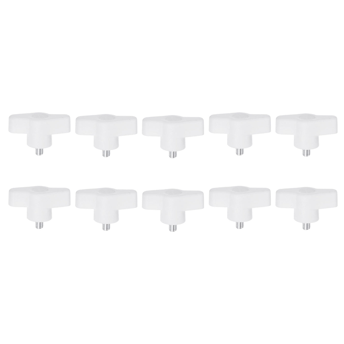 Harfington 10pcs Wing Knobs M5 x 8mm Tee Stud Knob Thumb Screw Hand Clamping Handle White