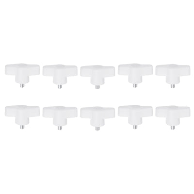 Harfington 10pcs Wing Knobs M5 x 8mm Tee Stud Knob Thumb Screw Hand Clamping Handle White