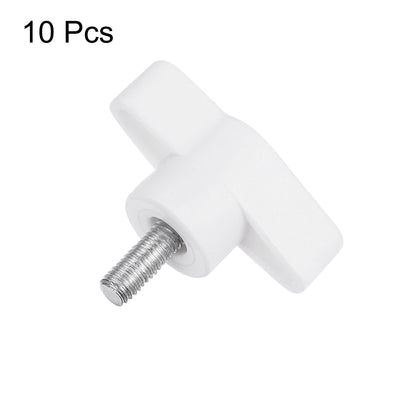 Harfington 10pcs Wing Knobs M5 x 12mm Tee Stud Knob Thumb Screw Hand Clamping Handle White