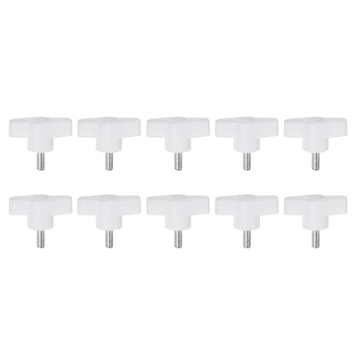 Harfington 10pcs Wing Knobs M5 x 12mm Tee Stud Knob Thumb Screw Hand Clamping Handle White