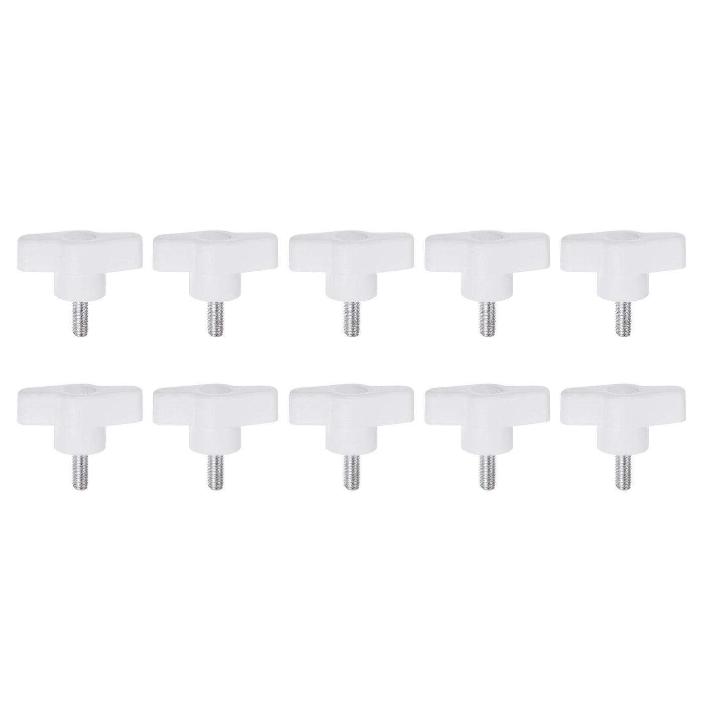 Harfington 10pcs Wing Knobs M5 x 12mm Tee Stud Knob Thumb Screw Hand Clamping Handle White