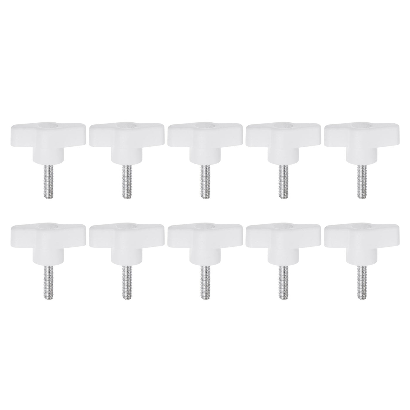 Harfington 10pcs Wing Knobs M5 x 20mm Tee Stud Knob Thumb Screw Hand Clamping Handle White