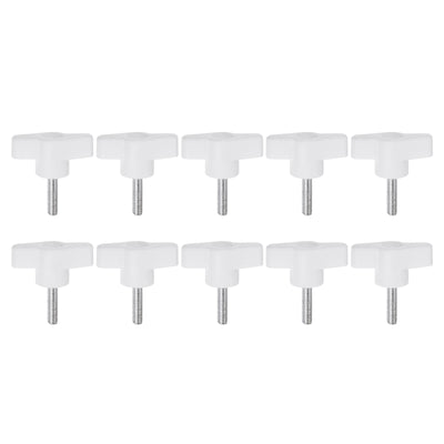 Harfington 10pcs Wing Knobs M5 x 20mm Tee Stud Knob Thumb Screw Hand Clamping Handle White