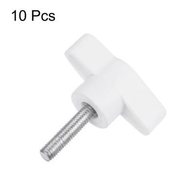 Harfington 10pcs Wing Knobs M5 x 25mm Tee Stud Knob Thumb Screw Hand Clamping Handle White