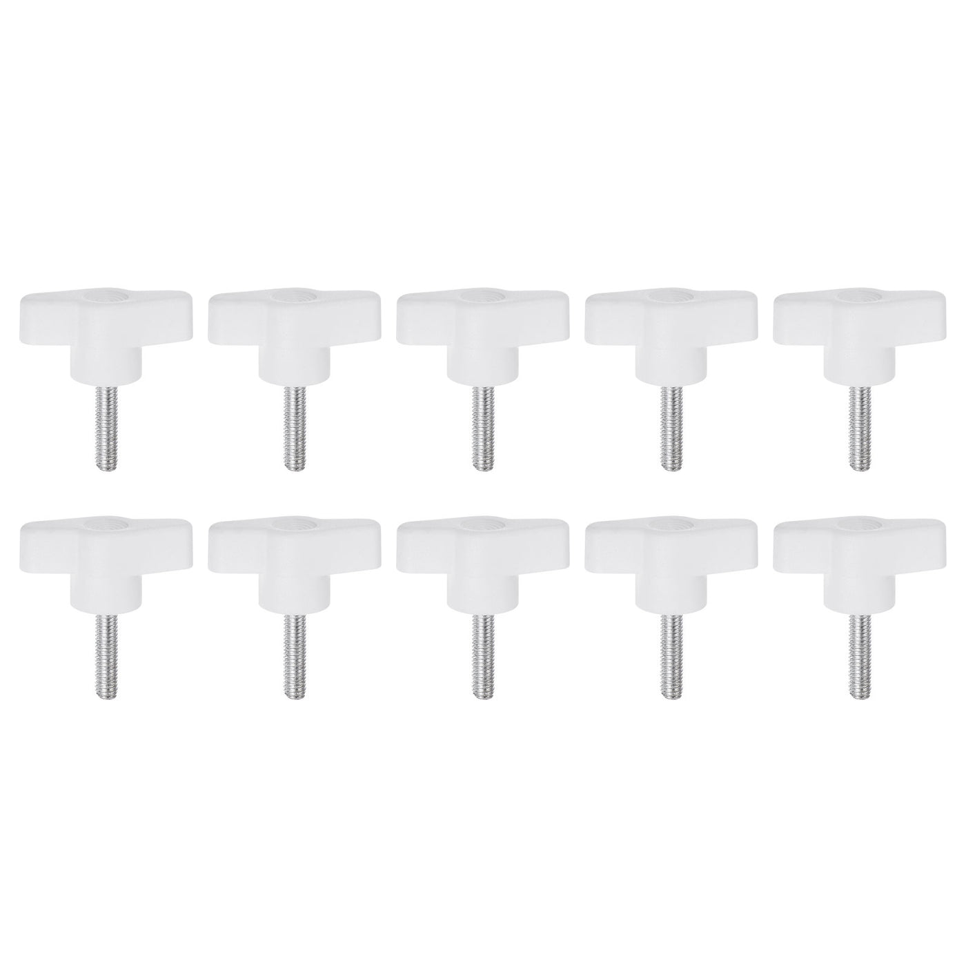 Harfington 10pcs Wing Knobs M5 x 25mm Tee Stud Knob Thumb Screw Hand Clamping Handle White