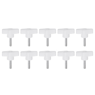 Harfington 10pcs Wing Knobs M5 x 25mm Tee Stud Knob Thumb Screw Hand Clamping Handle White