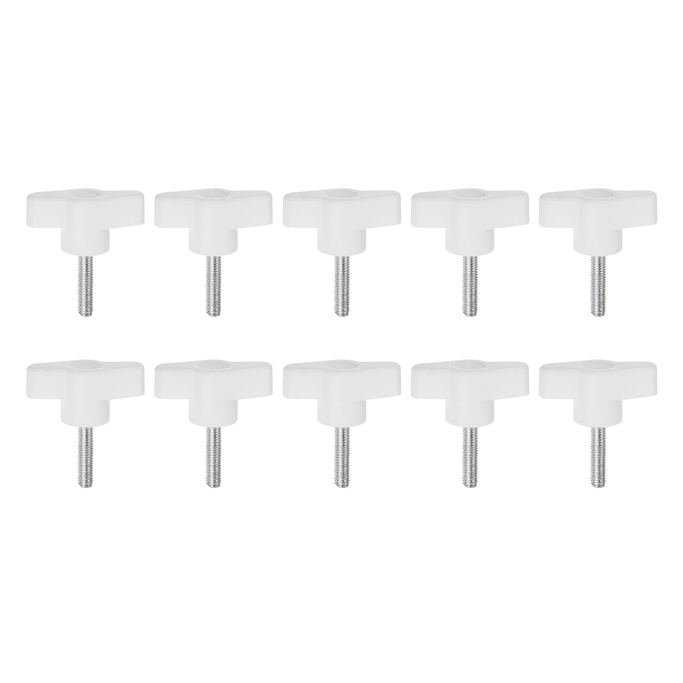 Harfington 10pcs Wing Knobs M5 x 30mm Tee Stud Knob Thumb Screw Hand Clamping Handle White