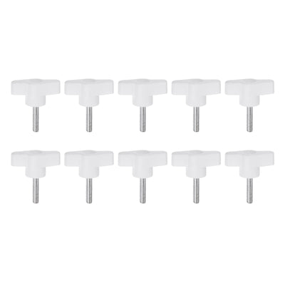 Harfington 10pcs Wing Knobs M5 x 30mm Tee Stud Knob Thumb Screw Hand Clamping Handle White