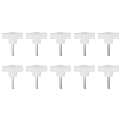 Harfington 10pcs Wing Knobs M5 x 35mm Tee Stud Knob Thumb Screw Hand Clamping Handle White