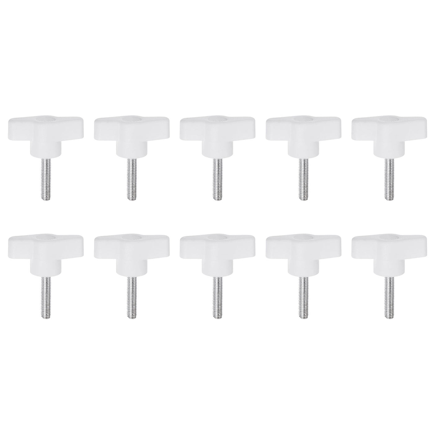 Harfington 10pcs Wing Knobs M5 x 35mm Tee Stud Knob Thumb Screw Hand Clamping Handle White