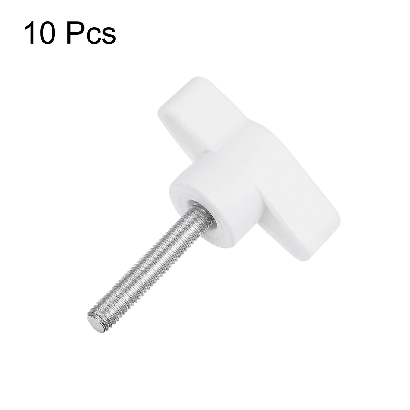 Harfington 10pcs Wing Knobs M5 x 45mm Tee Stud Knob Thumb Screw Hand Clamping Handle White