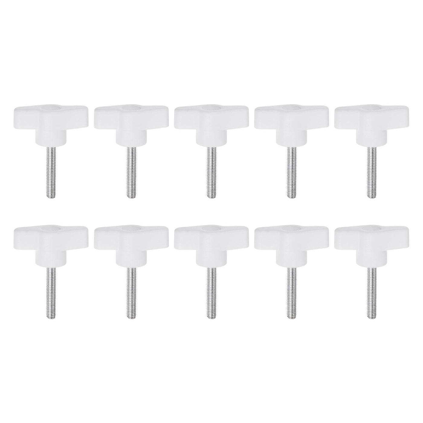 Harfington 10pcs Wing Knobs M5 x 45mm Tee Stud Knob Thumb Screw Hand Clamping Handle White