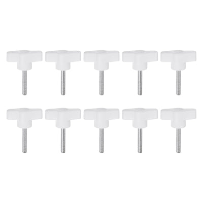 Harfington 10pcs Wing Knobs M5 x 45mm Tee Stud Knob Thumb Screw Hand Clamping Handle White