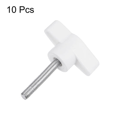 Harfington 10pcs Wing Knobs M5 x 50mm Tee Stud Knob Thumb Screw Hand Clamping Handle White