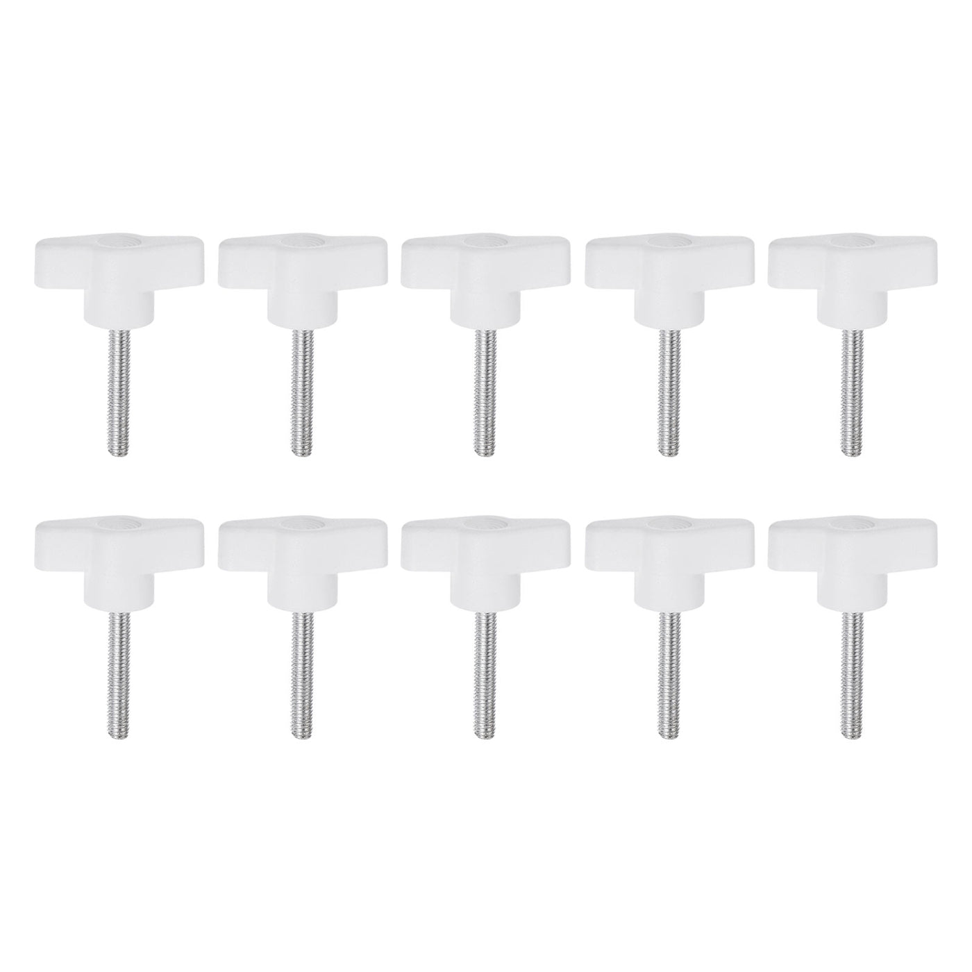 Harfington 10pcs Wing Knobs M5 x 50mm Tee Stud Knob Thumb Screw Hand Clamping Handle White