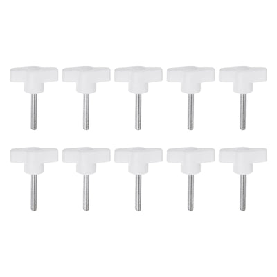 Harfington 10pcs Wing Knobs M5 x 50mm Tee Stud Knob Thumb Screw Hand Clamping Handle White