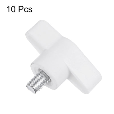 Harfington 10pcs Wing Knobs M6 x 8mm Tee Stud Knob Thumb Screw Hand Clamping Handle White