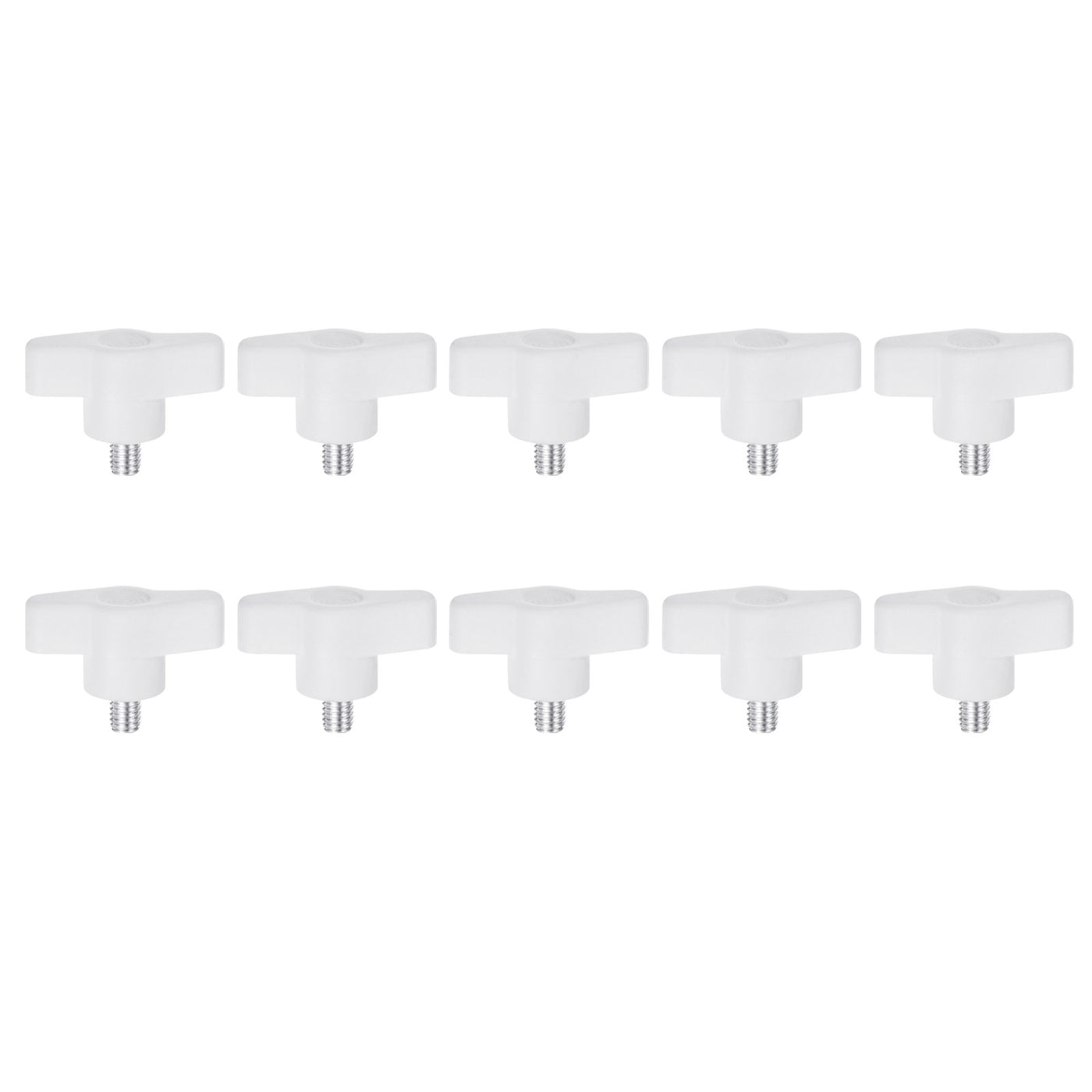 Harfington 10pcs Wing Knobs M6 x 8mm Tee Stud Knob Thumb Screw Hand Clamping Handle White