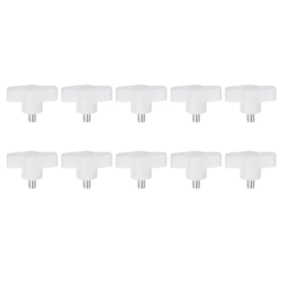 Harfington 10pcs Wing Knobs M6 x 8mm Tee Stud Knob Thumb Screw Hand Clamping Handle White