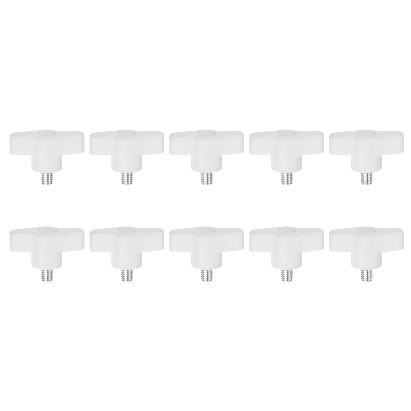 Harfington 10pcs Wing Knobs M6 x 10mm Tee Stud Knob Thumb Screw Hand Clamping Handle White