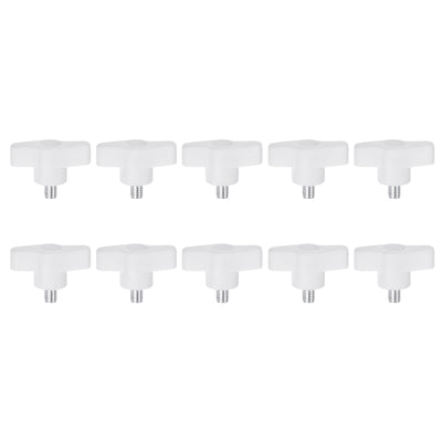 Harfington 10pcs Wing Knobs M6 x 10mm Tee Stud Knob Thumb Screw Hand Clamping Handle White