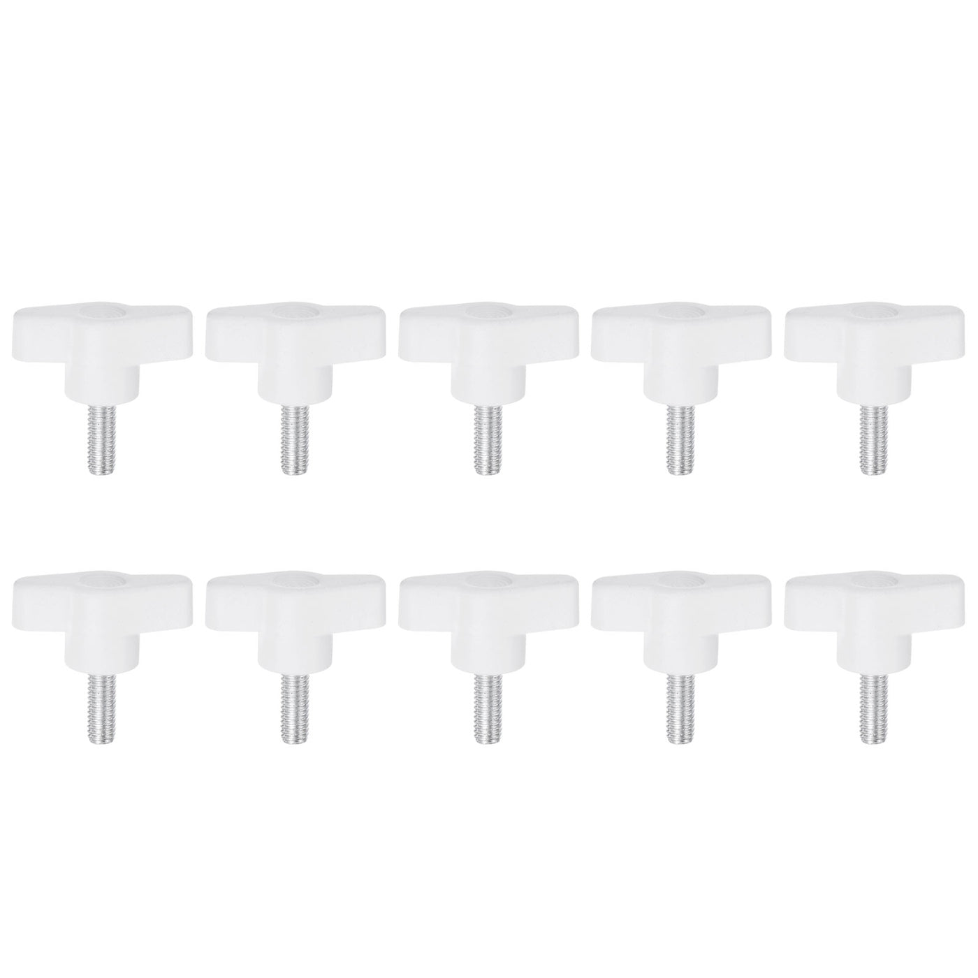 Harfington 10pcs Wing Knobs M6 x 16mm Tee Stud Knob Thumb Screw Hand Clamping Handle White