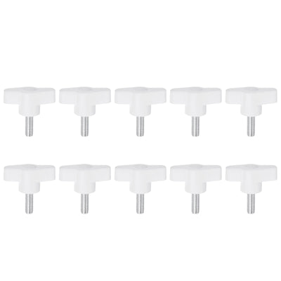 Harfington 10pcs Wing Knobs M6 x 16mm Tee Stud Knob Thumb Screw Hand Clamping Handle White