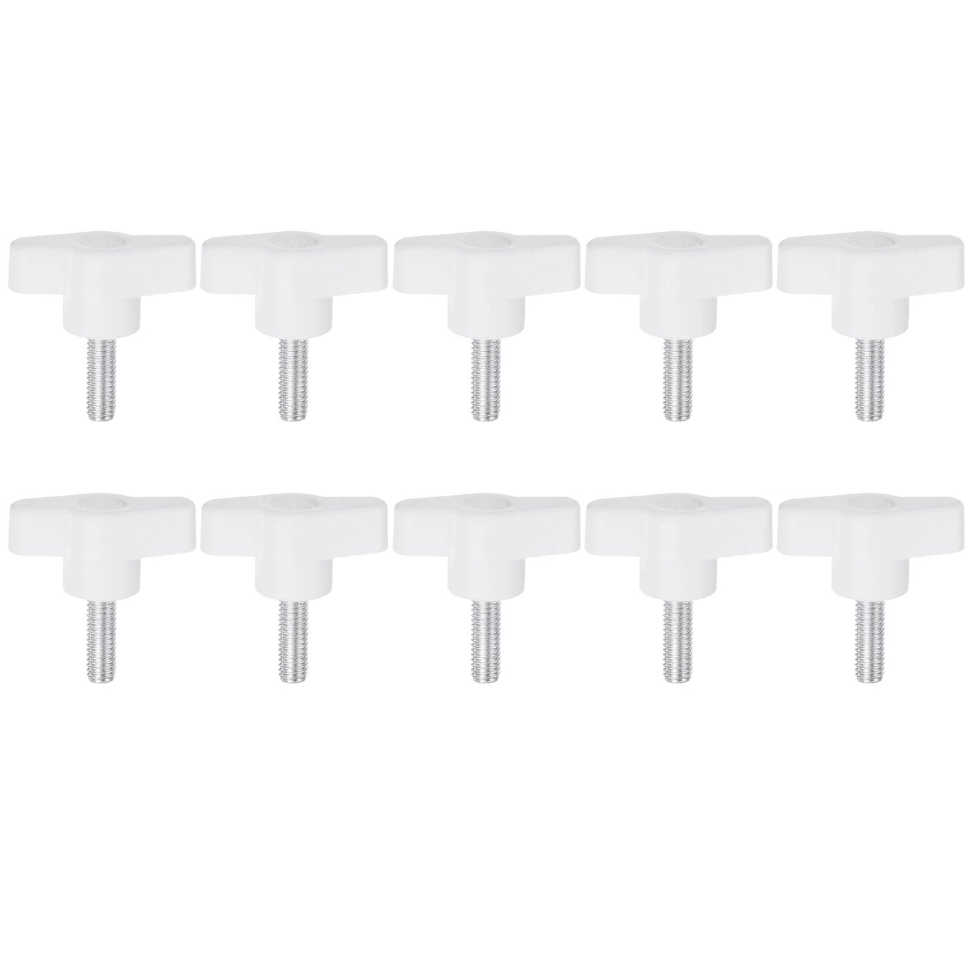 Harfington 10pcs Wing Knobs M6 x 25mm Tee Stud Knob Thumb Screw Hand Clamping Handle White