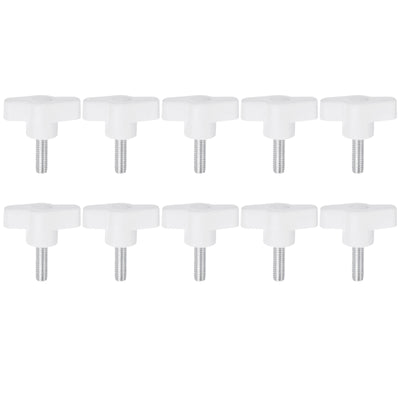 Harfington 10pcs Wing Knobs M6 x 25mm Tee Stud Knob Thumb Screw Hand Clamping Handle White