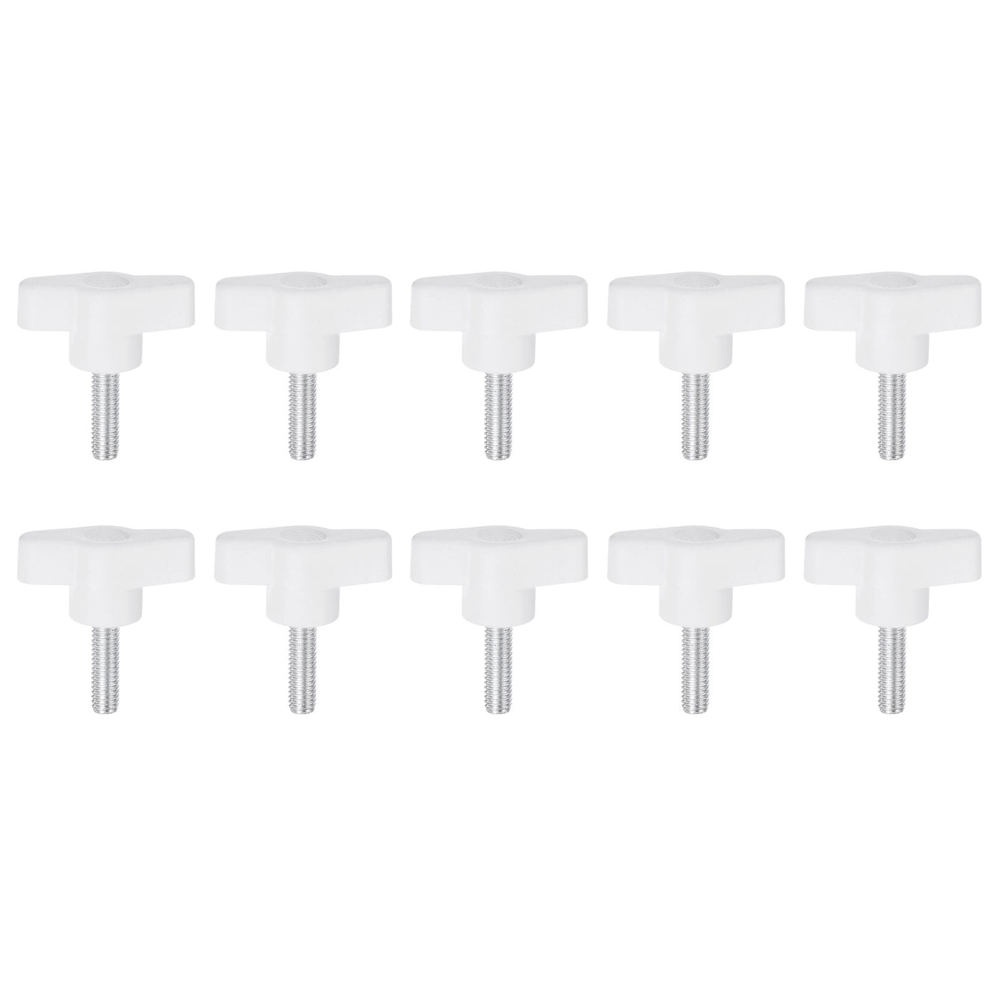 Harfington 10pcs Wing Knobs M6 x 30mm Tee Stud Knob Thumb Screw Hand Clamping Handle White