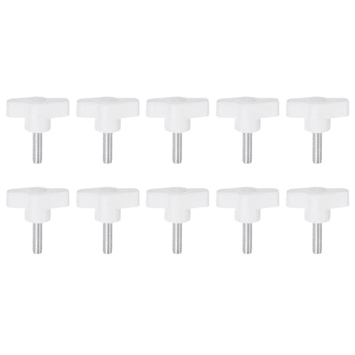 Harfington 10pcs Wing Knobs M6 x 30mm Tee Stud Knob Thumb Screw Hand Clamping Handle White