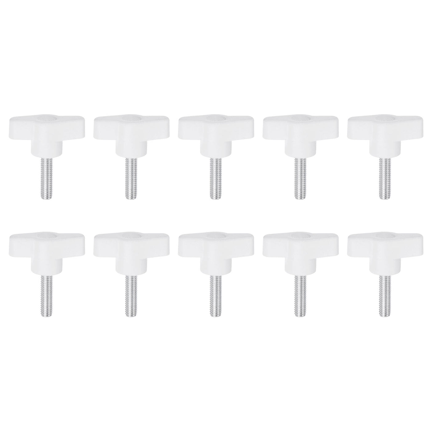 Harfington 10pcs Wing Knobs M6 x 35mm Tee Stud Knob Thumb Screw Hand Clamping Handle White