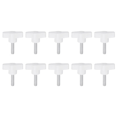 Harfington 10pcs Wing Knobs M6 x 35mm Tee Stud Knob Thumb Screw Hand Clamping Handle White