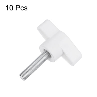 Harfington 10pcs Wing Knobs M6 x 50mm Tee Stud Knob Thumb Screw Hand Clamping Handle White