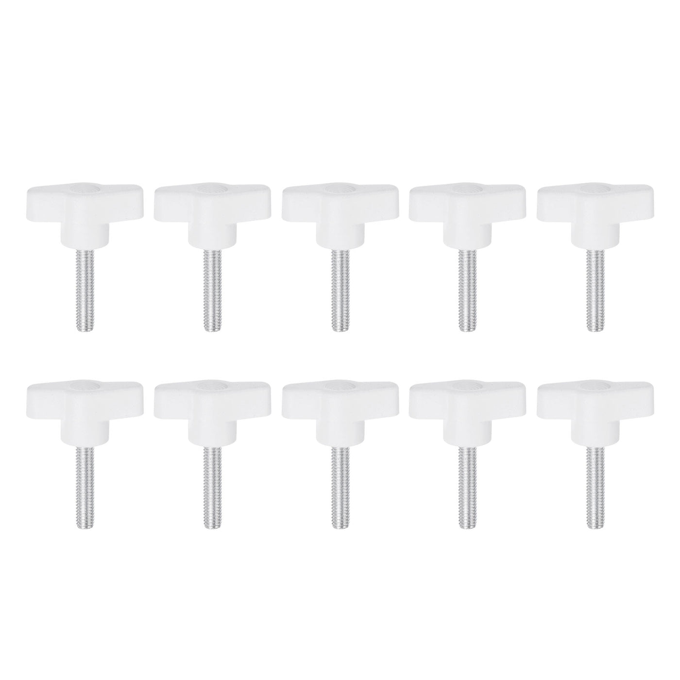 Harfington 10pcs Wing Knobs M6 x 50mm Tee Stud Knob Thumb Screw Hand Clamping Handle White