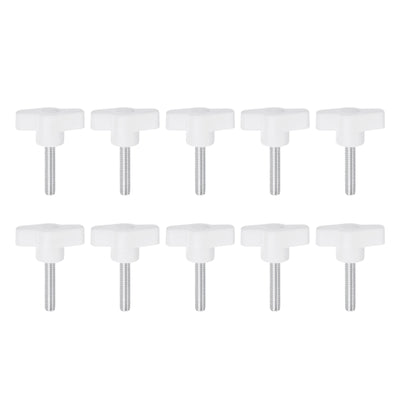 Harfington 10pcs Wing Knobs M6 x 50mm Tee Stud Knob Thumb Screw Hand Clamping Handle White