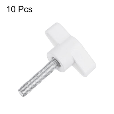 Harfington 10pcs Wing Knobs M6 x 55mm Tee Stud Knob Thumb Screw Hand Clamping Handle White